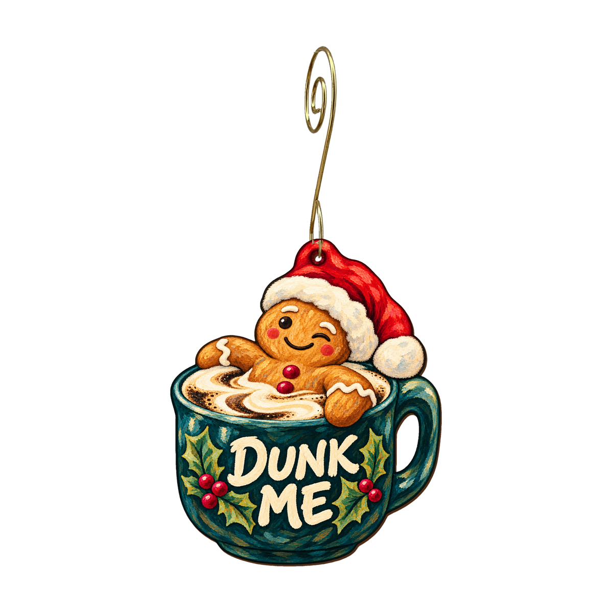 Gingerbread Dunk Tank Ornament #O908 — full-color wooden ornament