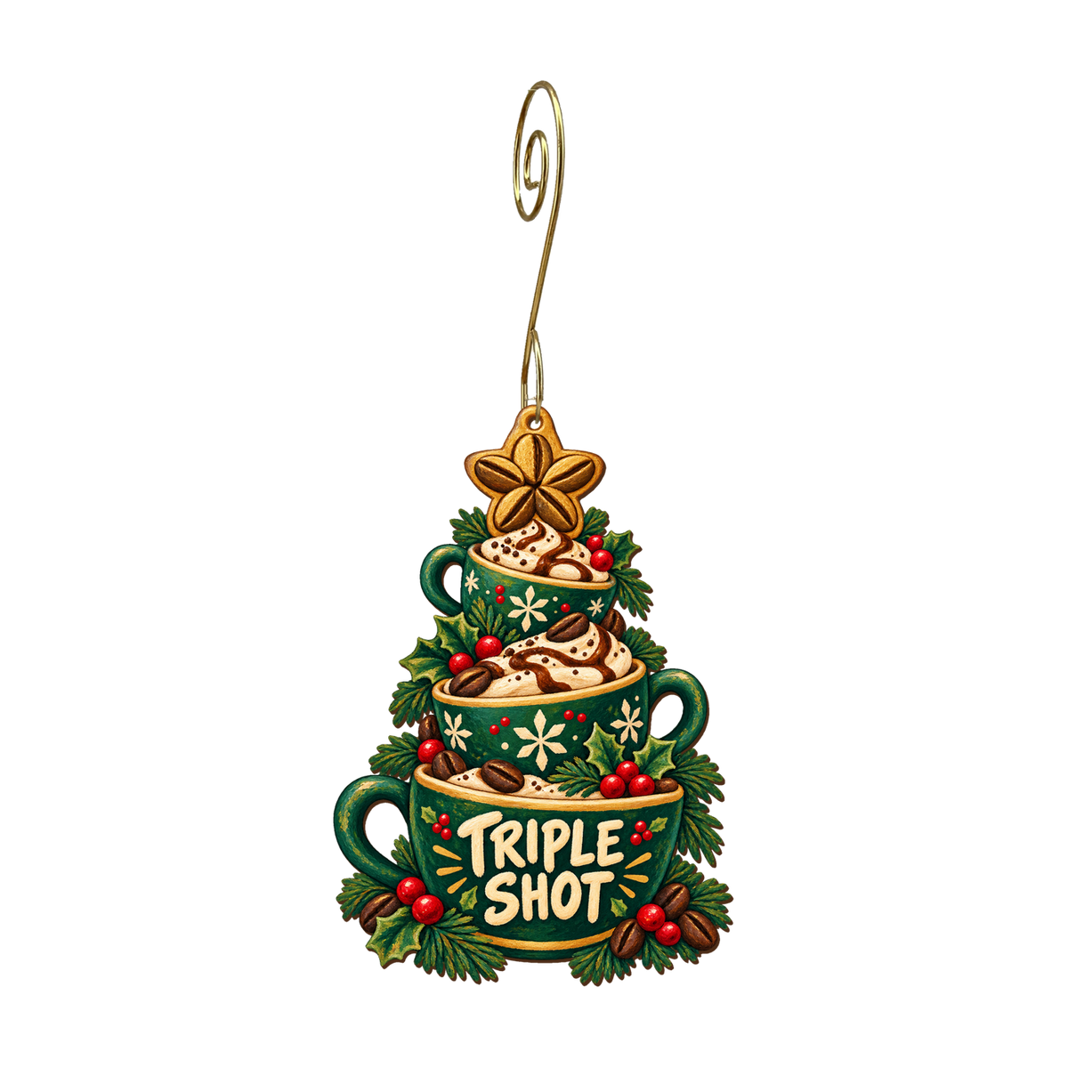 Christmas Tree, Triple Shot Ornament #O910 — full-color wooden ornament