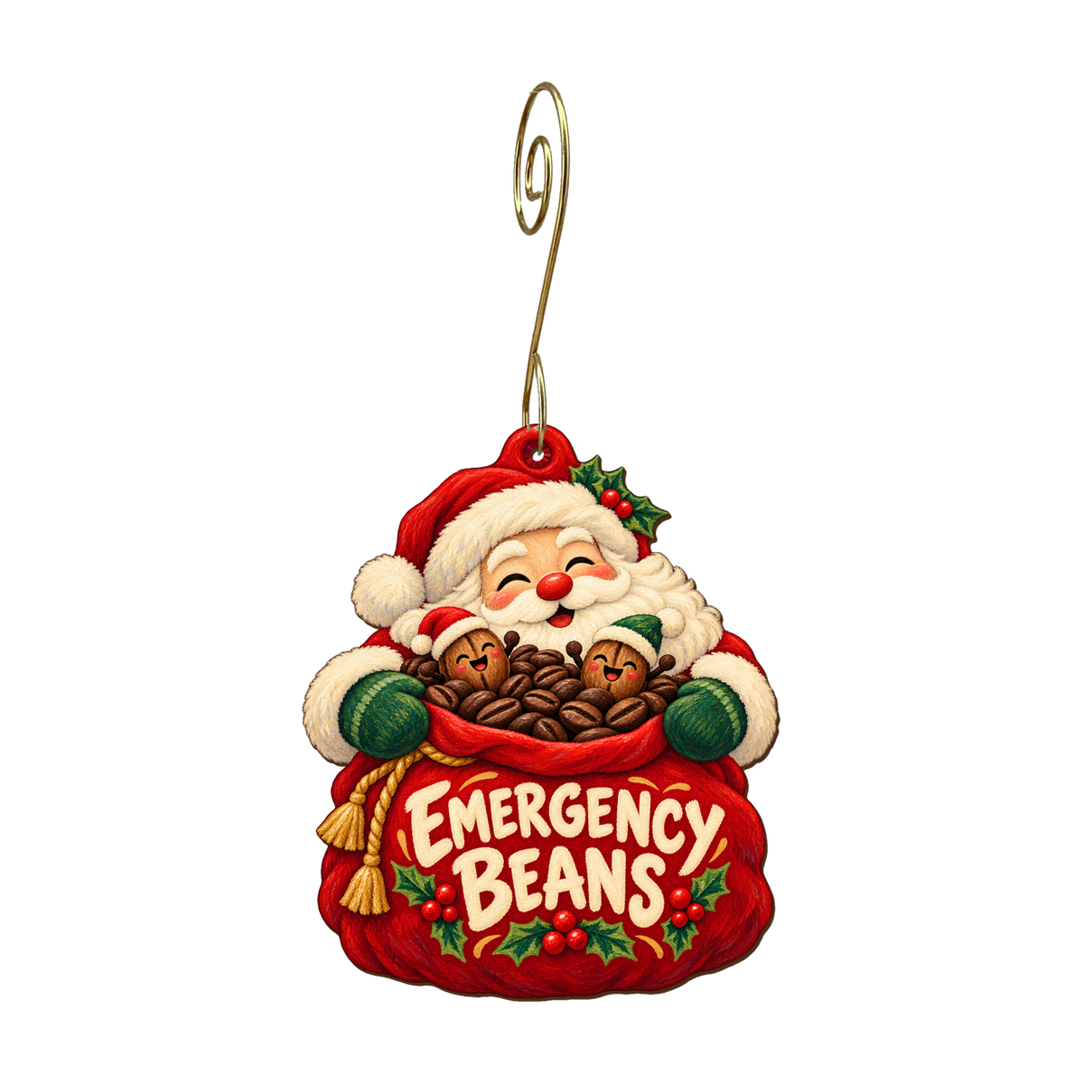 Santa's Emergency Stash Ornament #O912 — full-color wooden ornament