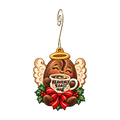 Bean Angel Ornament #O921 — full-color wooden ornament