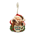 Santa's Bean Counter Ornament #O932 — full-color wooden ornament