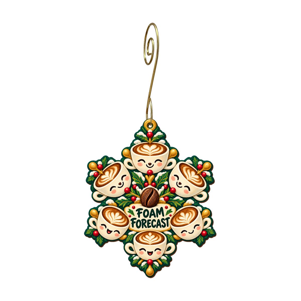 Latte Snowflake Lab Ornament #O933 — full-color wooden ornament