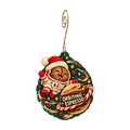 Santa's Coffee Satellite Ornament #O936 — full-color wooden ornament