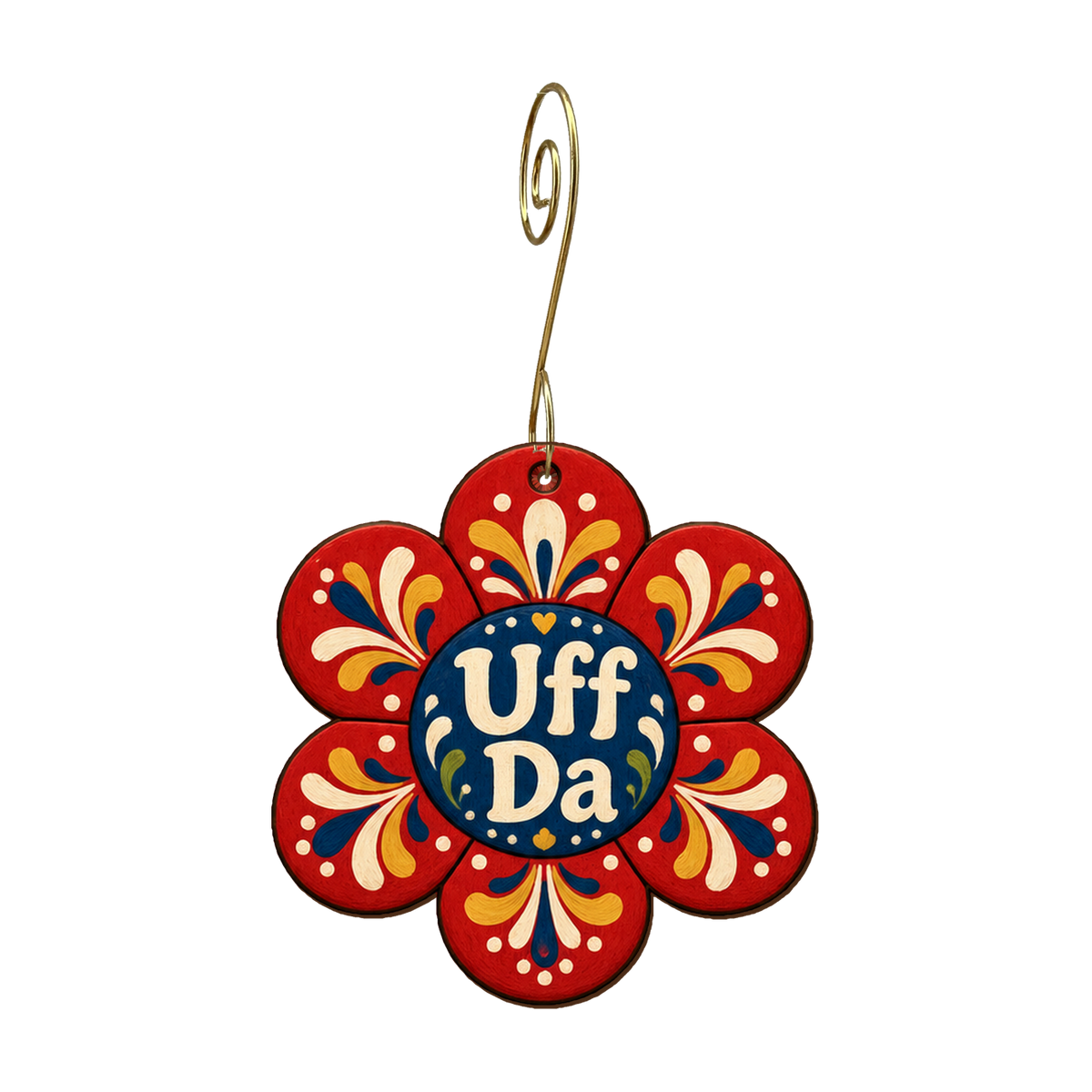 Uff Da red flower Ornament #O948