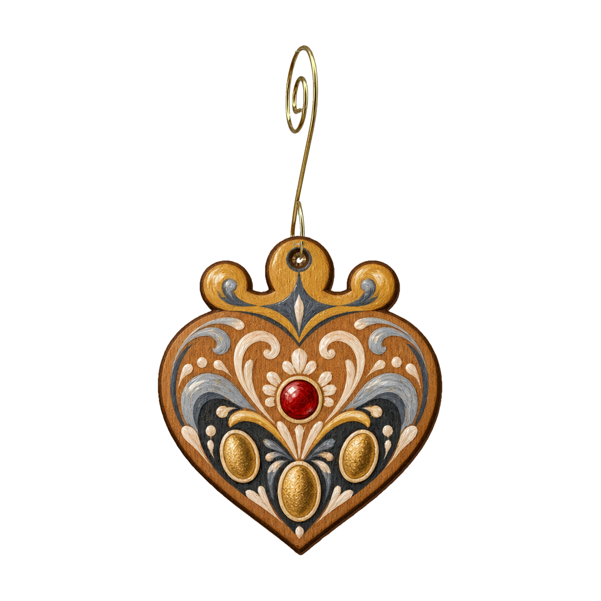 Crowned wooden heart Ornament #O953