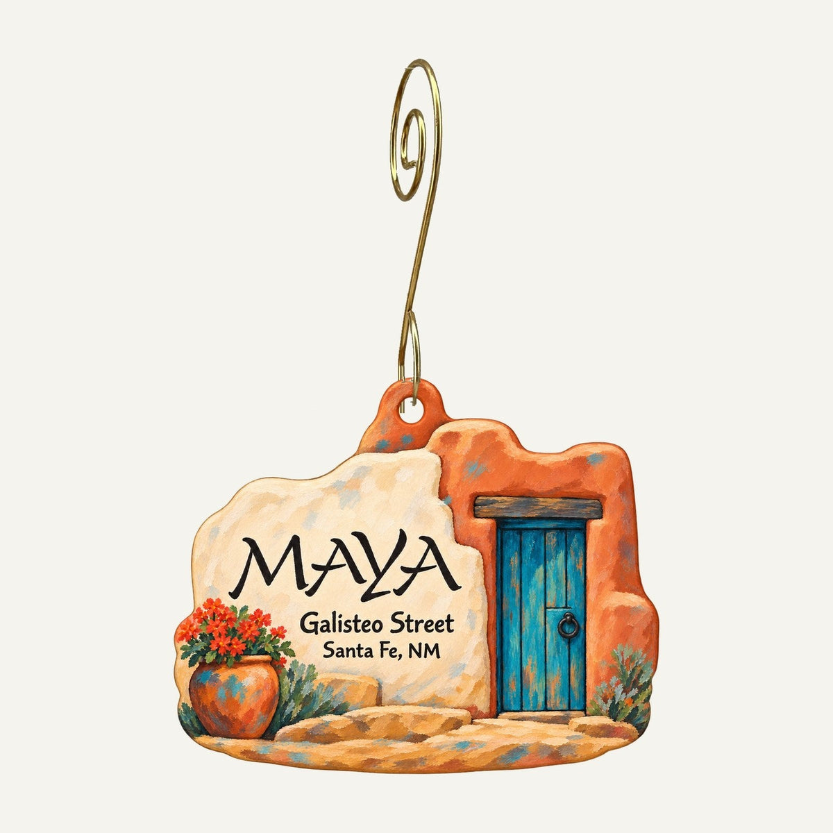 Maya Logo custom wood ornament OC1001 hanging on hook