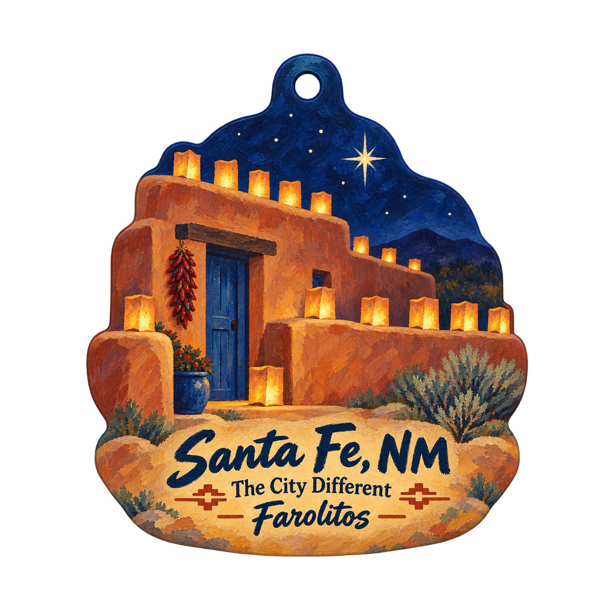 Maya Christmas custom wood ornament OC1002 on white