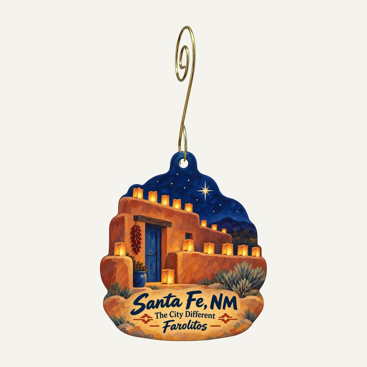 Maya Christmas custom wood ornament OC1002 hanging on hook
