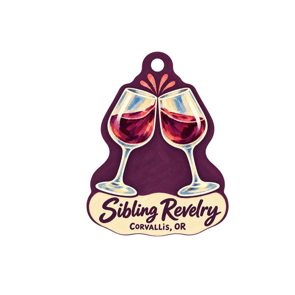 Sibling Revelry Logo custom wood ornament OC1004 on white