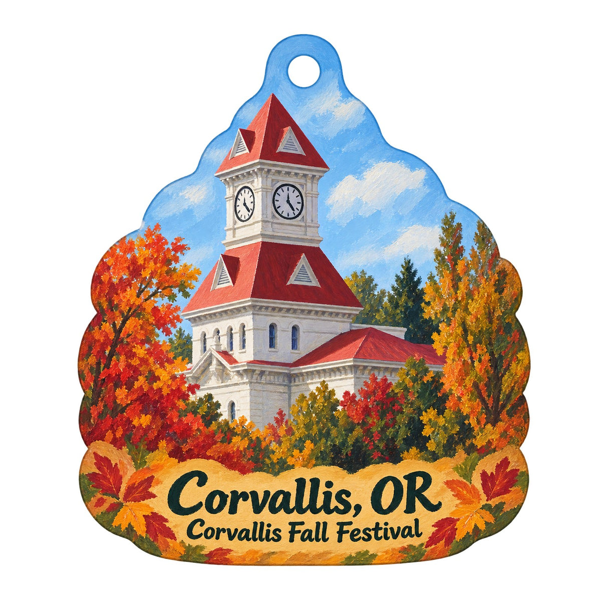 Sibling Revelry Town Icon custom wood ornament OC1006 on white