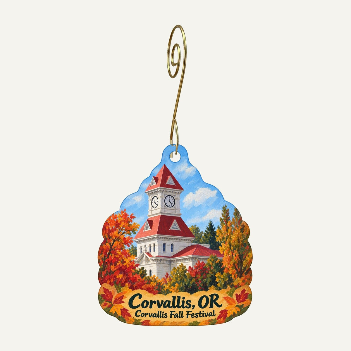 Sibling Revelry Town Icon custom wood ornament OC1006 hanging on hook