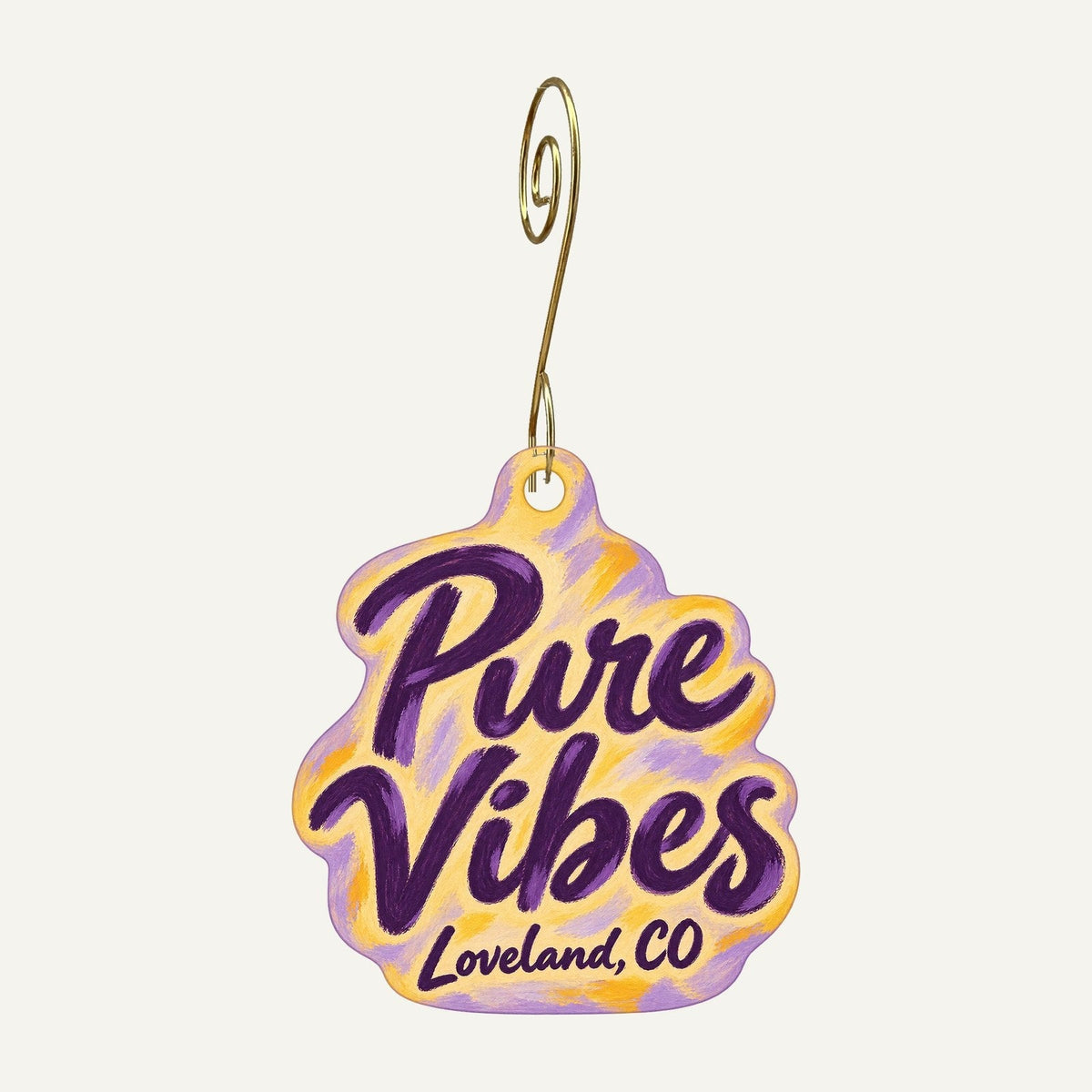 Pure Vibes Logo custom wood ornament OC1007 hanging on hook