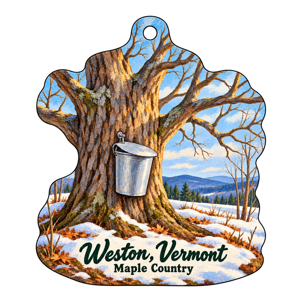 The Vermont Country Store Town Icon custom wood ornament OC100 on white