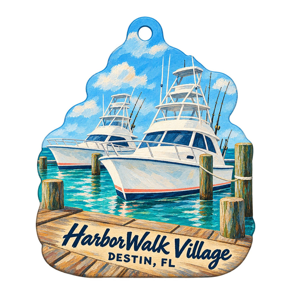 HarborWalk Village Logo custom wood ornament OC1010 on white