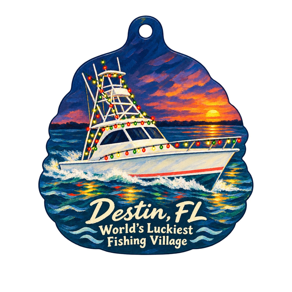 HarborWalk Village Christmas custom wood ornament OC1011 on white