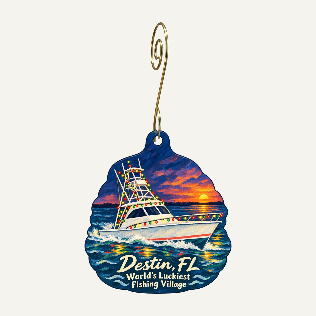 HarborWalk Village Christmas custom wood ornament OC1011 hanging on hook