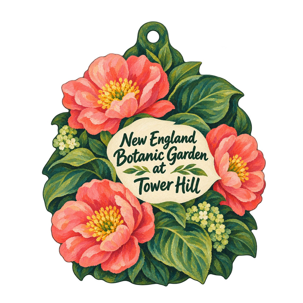 New England Botanic Garden at Tower Hill Logo custom wood ornament OC1013 on white