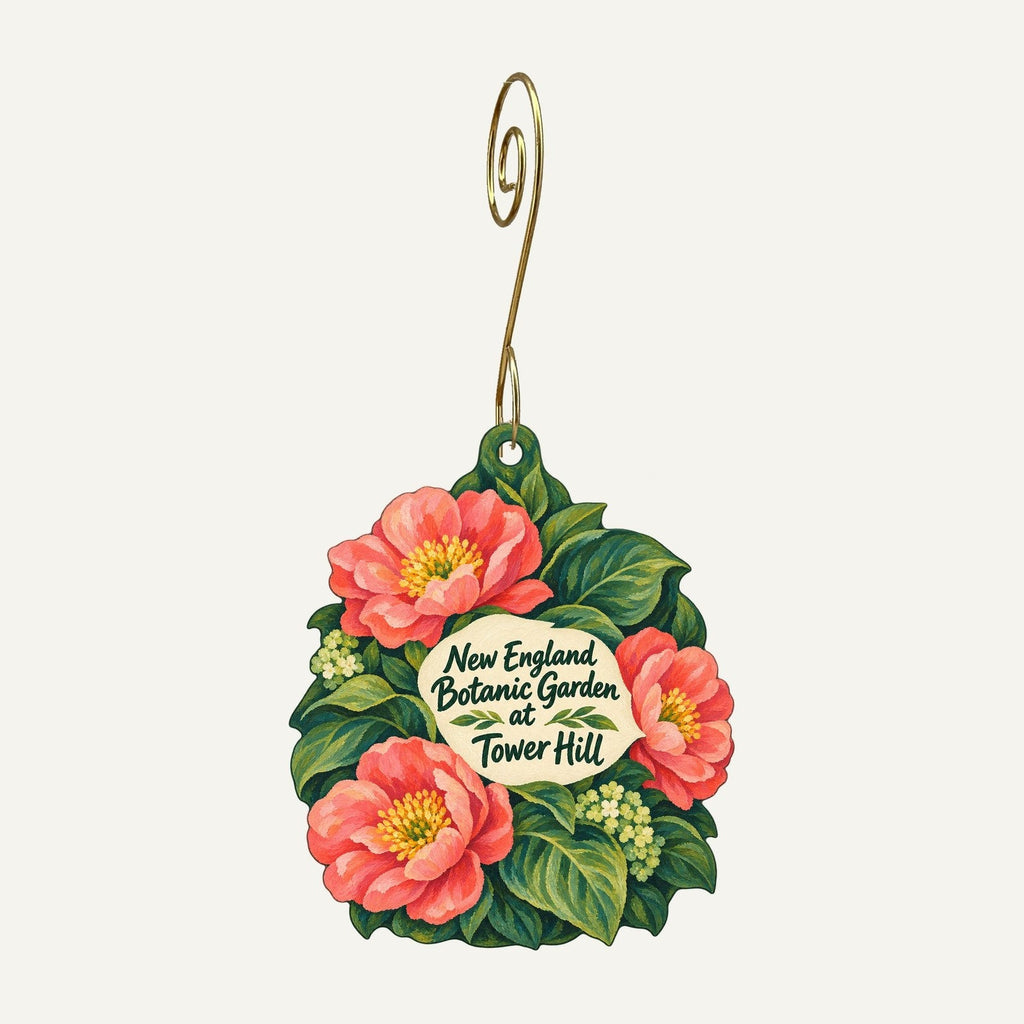 New England Botanic Garden at Tower Hill Logo custom wood ornament OC1013 hanging on hook