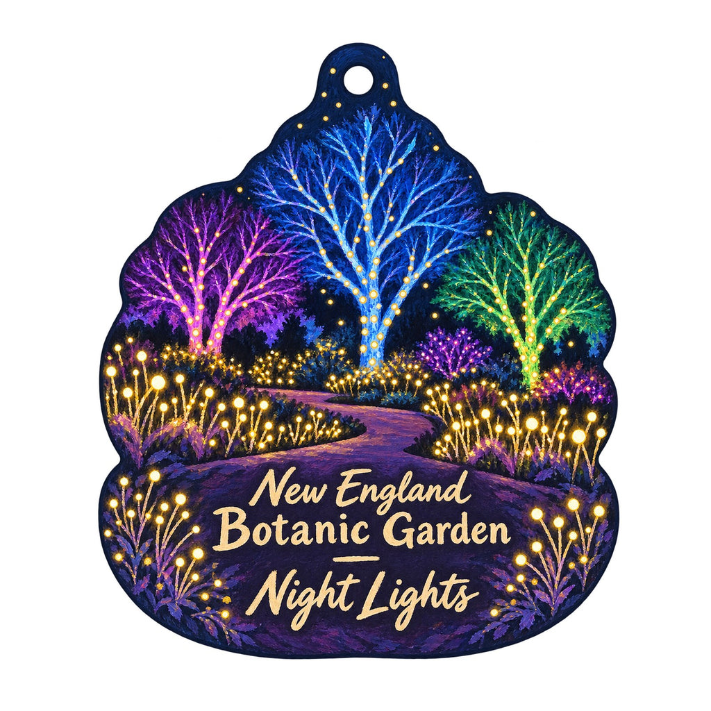 New England Botanic Garden at Tower Hill Christmas custom wood ornament OC1014 on white