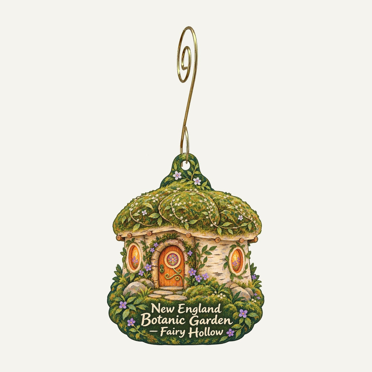 New England Botanic Garden at Tower Hill Town Icon custom wood ornament OC1015 hanging on hook