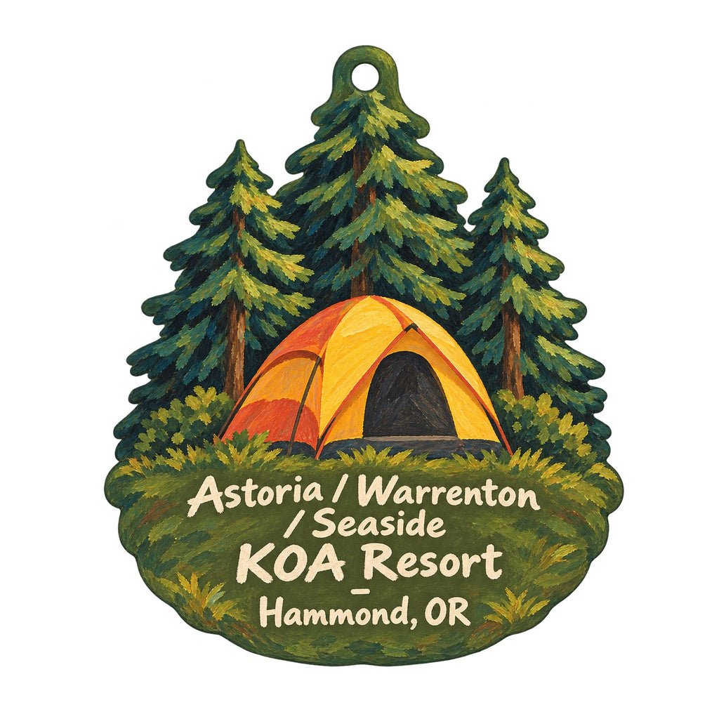 Astoria / Warrenton / Seaside KOA Resort Logo custom wood ornament OC1016 on white