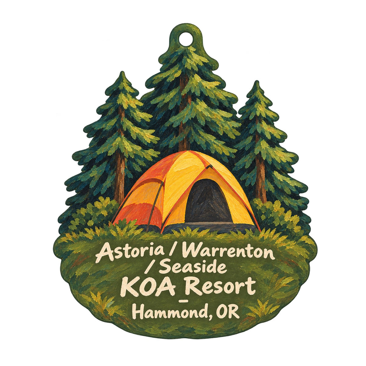 Astoria / Warrenton / Seaside KOA Resort Logo custom wood ornament OC1016 on white