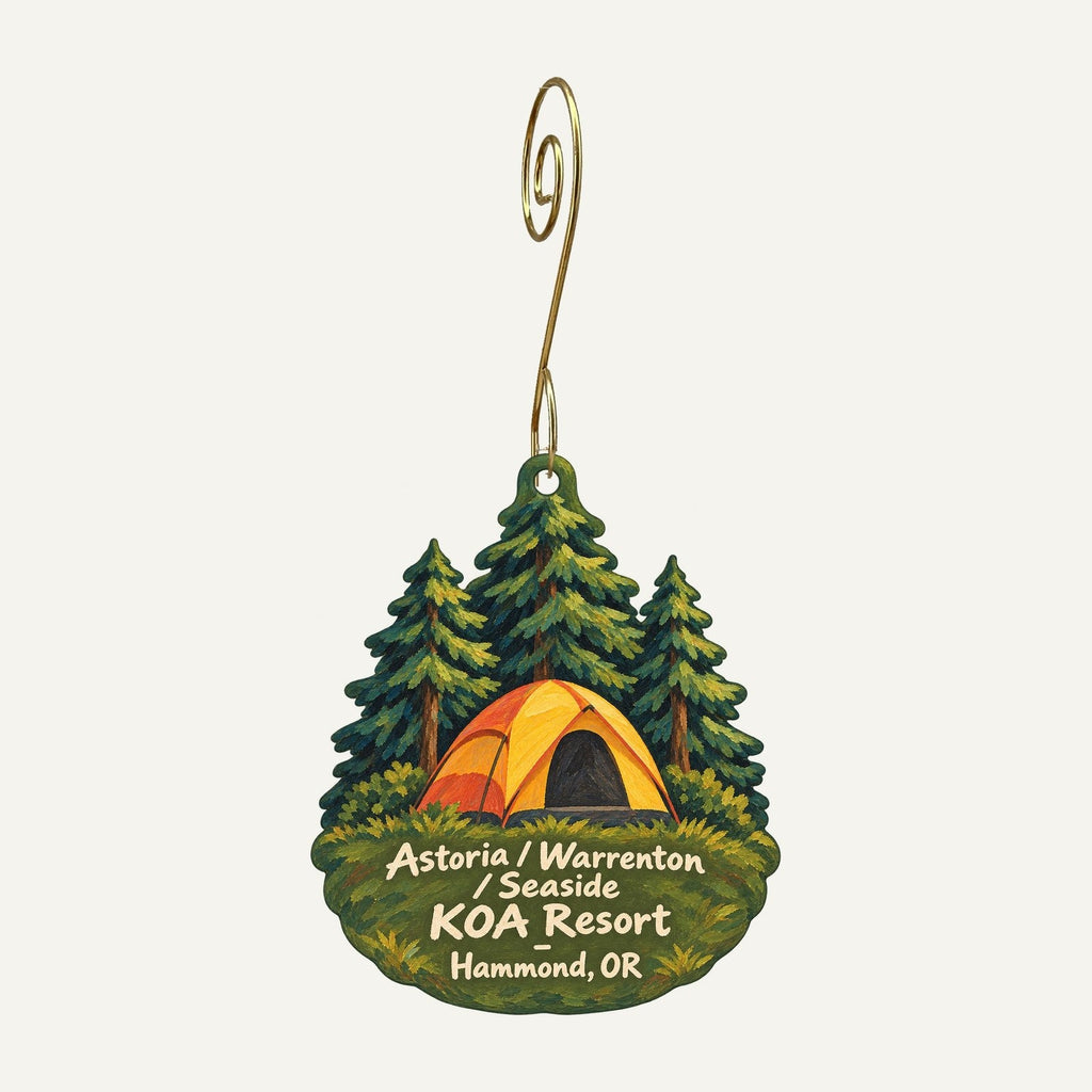Astoria / Warrenton / Seaside KOA Resort Logo custom wood ornament OC1016 hanging on hook