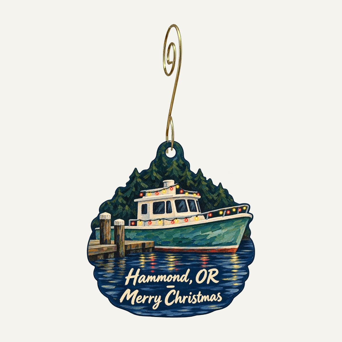 Astoria / Warrenton / Seaside KOA Resort Christmas custom wood ornament OC1017 hanging on hook