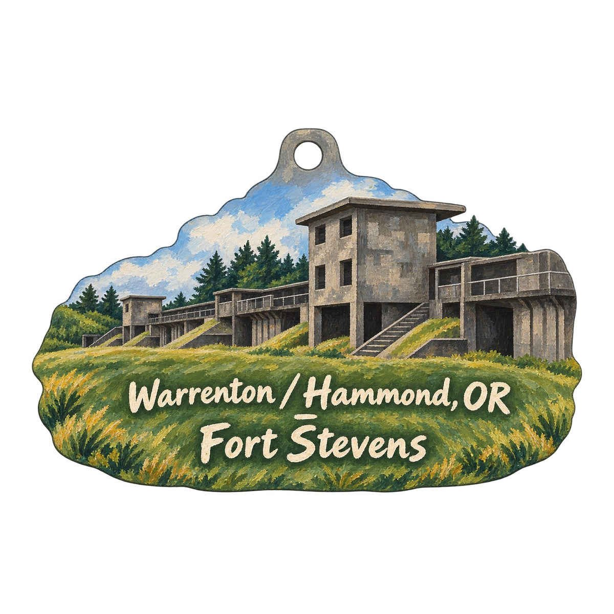 Astoria / Warrenton / Seaside KOA Resort Town Icon custom wood ornament OC1018 on white