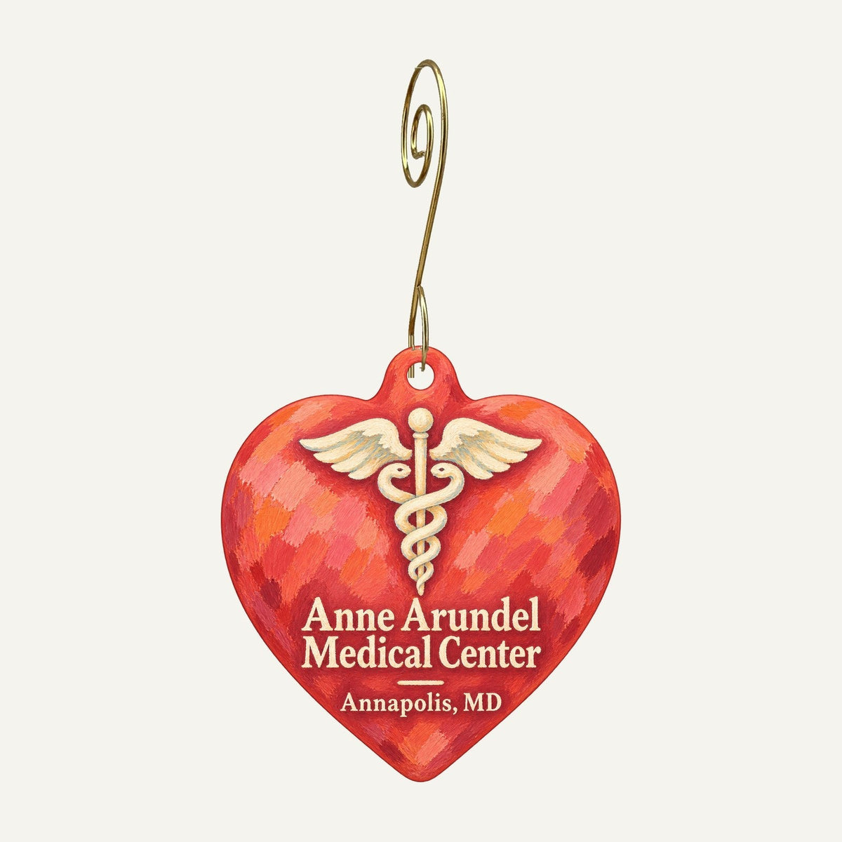 Anne Arundel Medical Center Logo custom wood ornament OC1019 hanging on hook