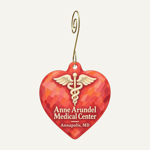 Anne Arundel Medical Center Logo custom wood ornament OC1019 hanging on hook