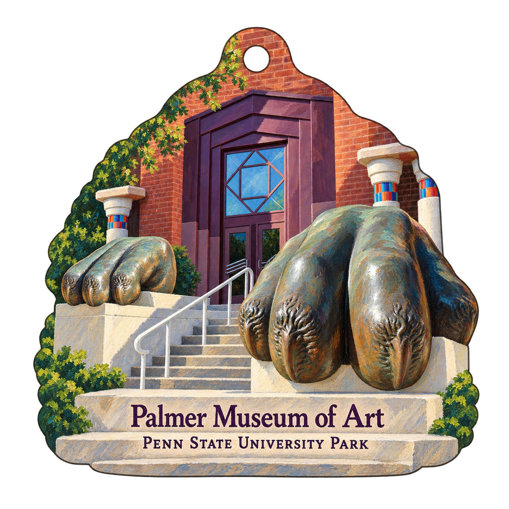 Palmer Museum of Art — Honey and Bill Jaffe Museum Store and Café Logo custom wood ornament OC101 on white