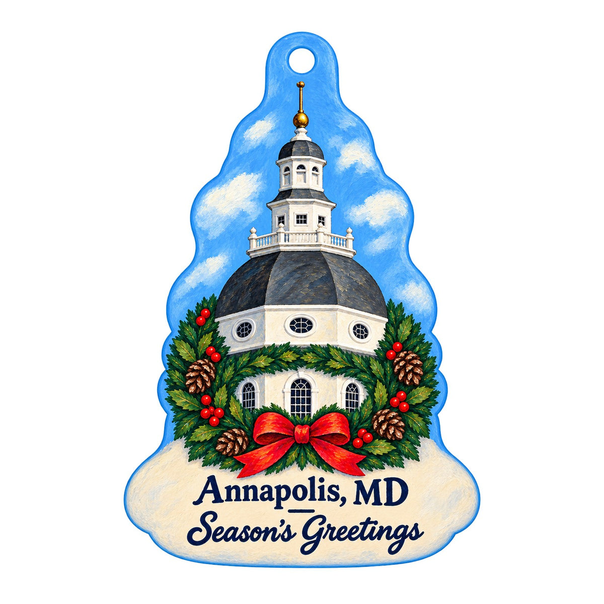 Anne Arundel Medical Center Christmas custom wood ornament OC1020 on white