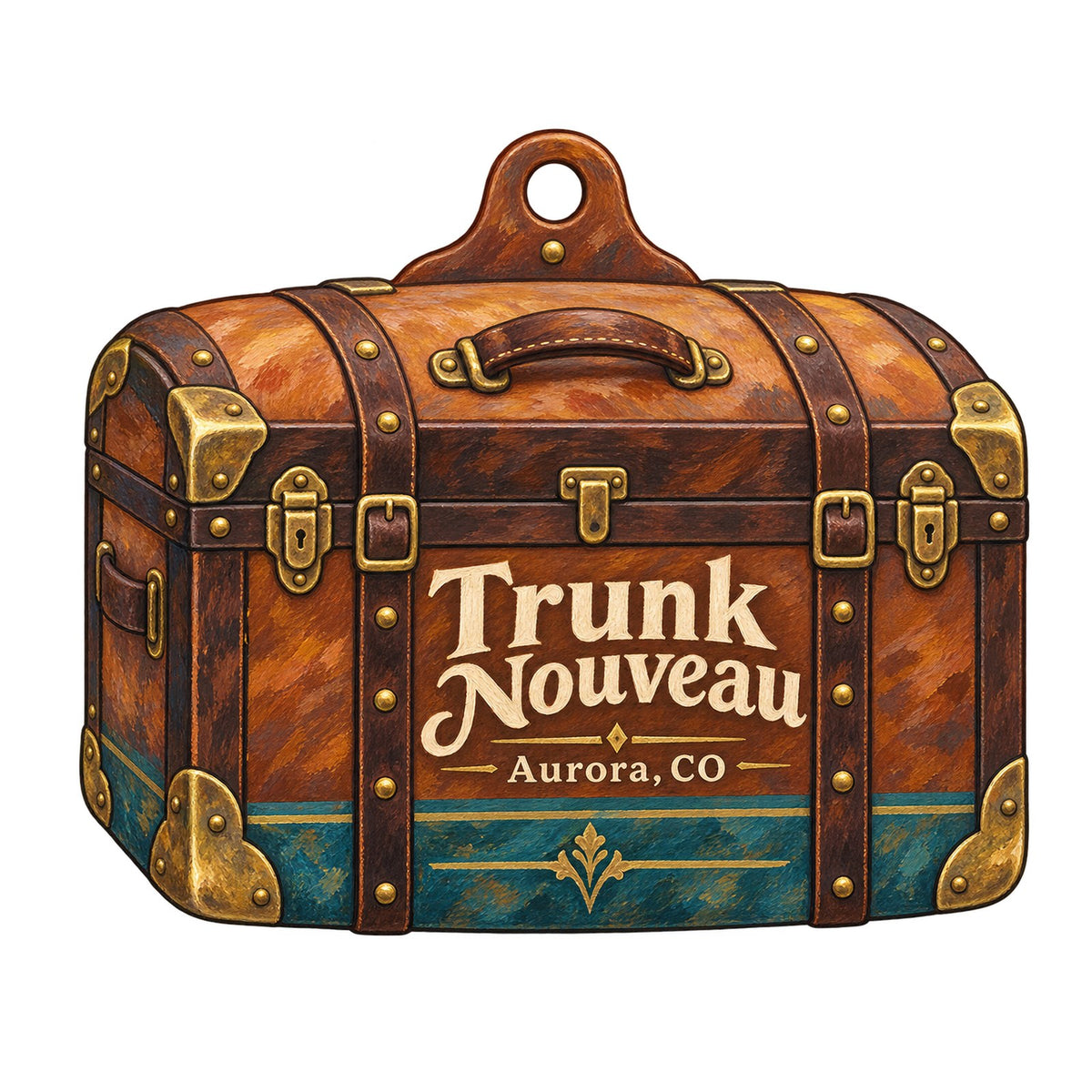 Trunk Nouveau Logo custom wood ornament OC1022 on white