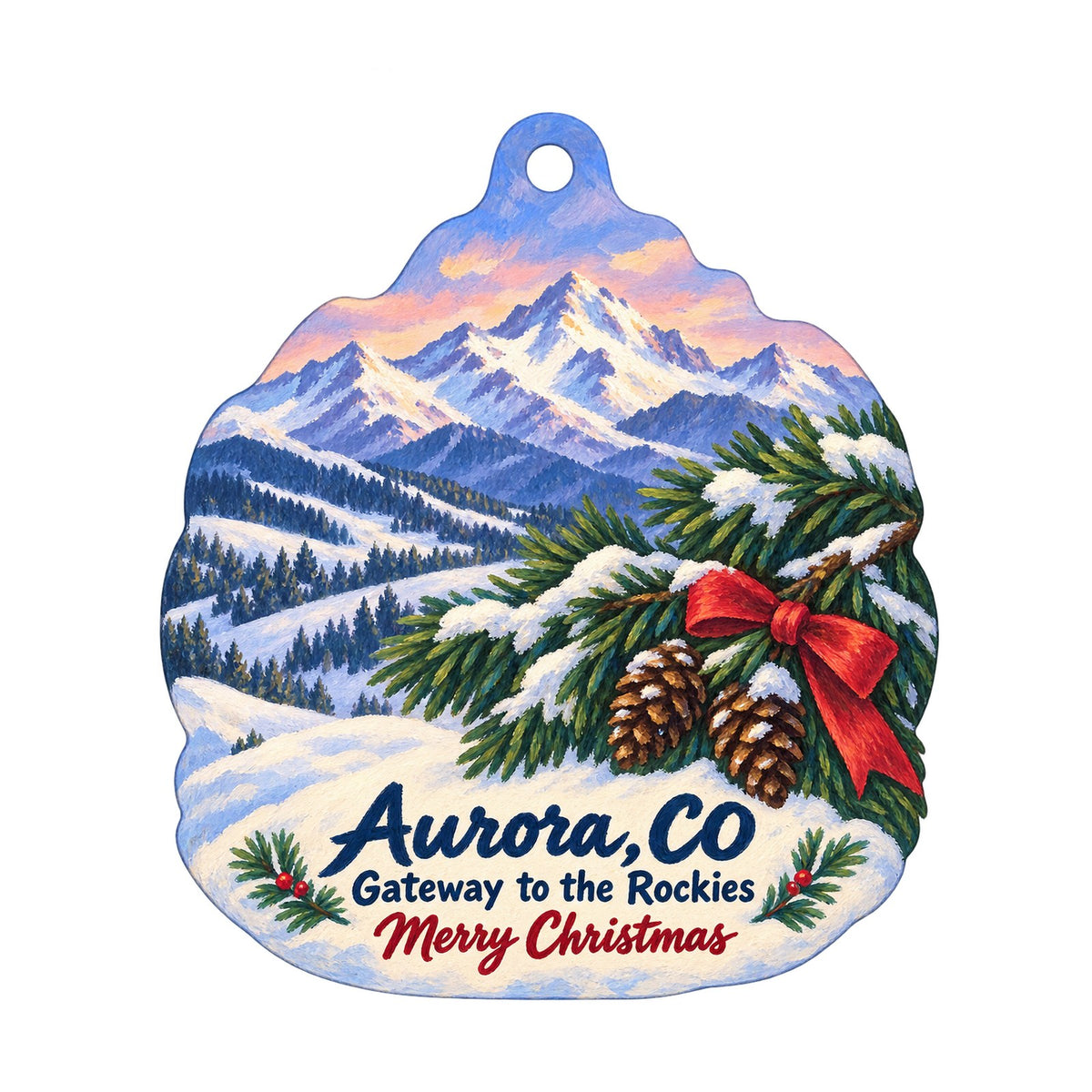 Trunk Nouveau Christmas custom wood ornament OC1023 on white
