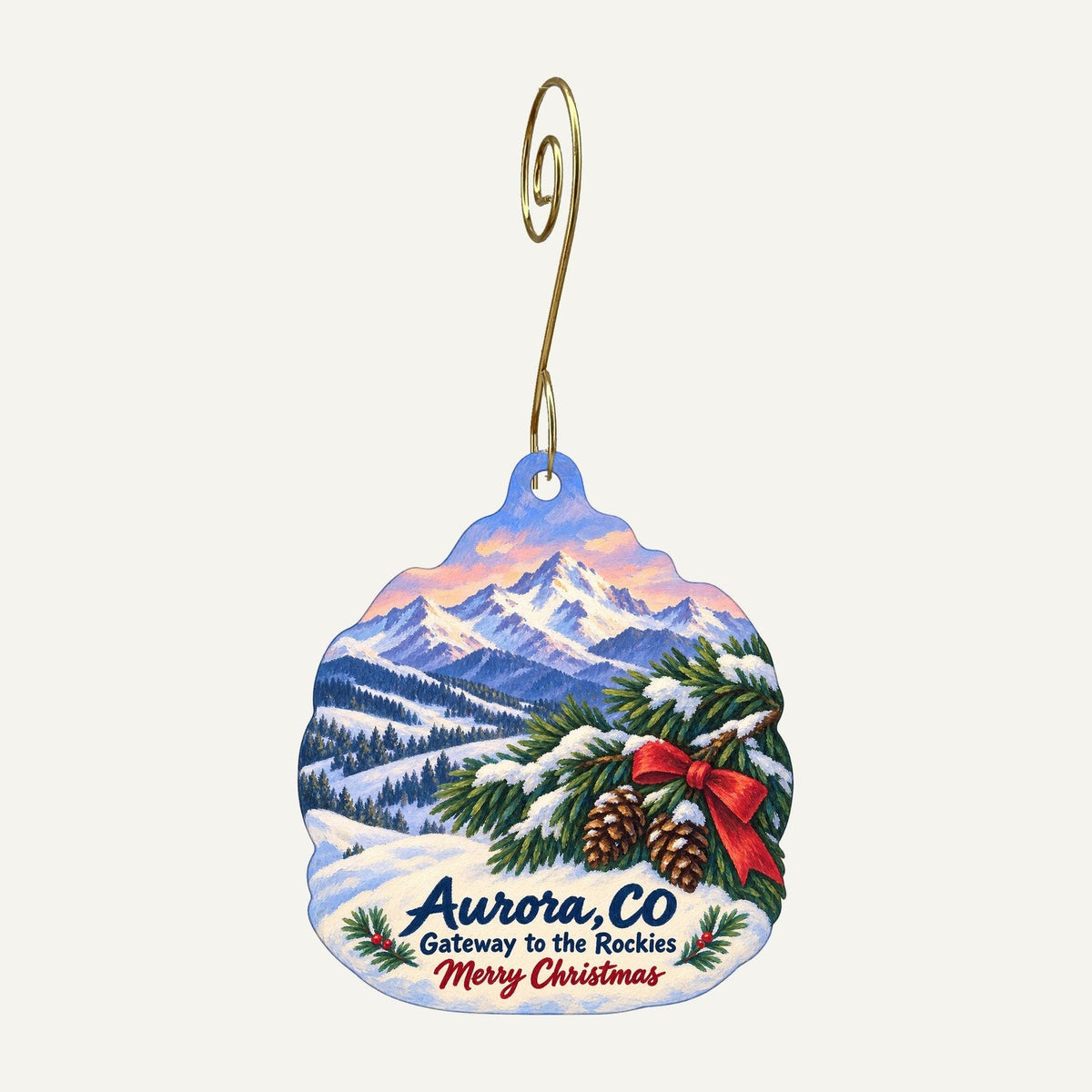 Trunk Nouveau Christmas custom wood ornament OC1023 hanging on hook