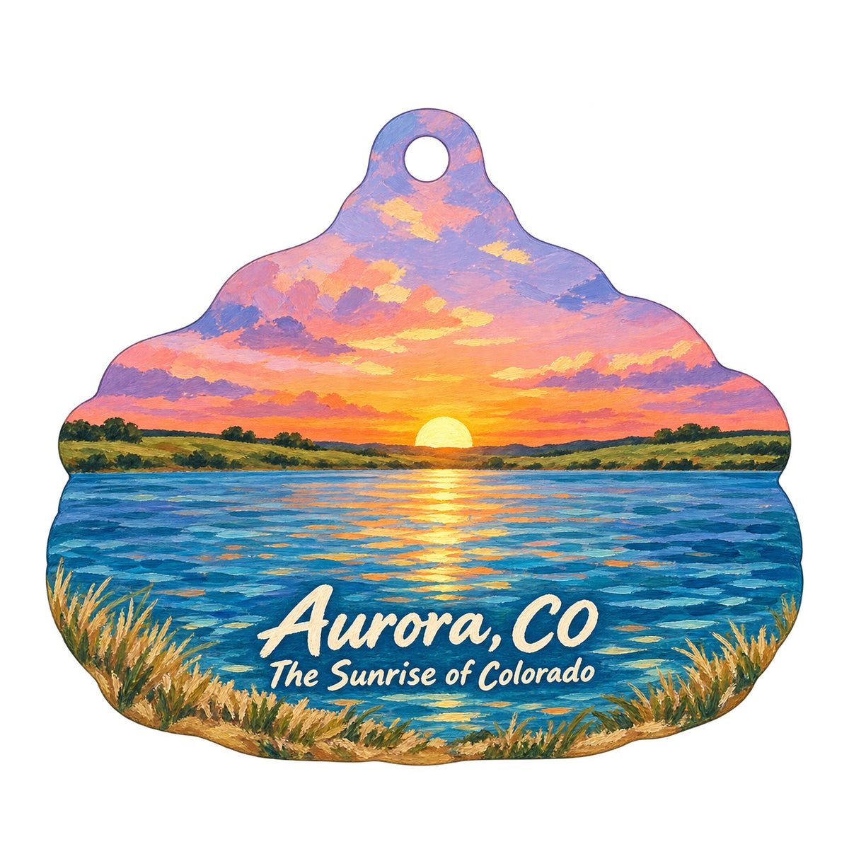 Trunk Nouveau Town Icon custom wood ornament OC1024 on white