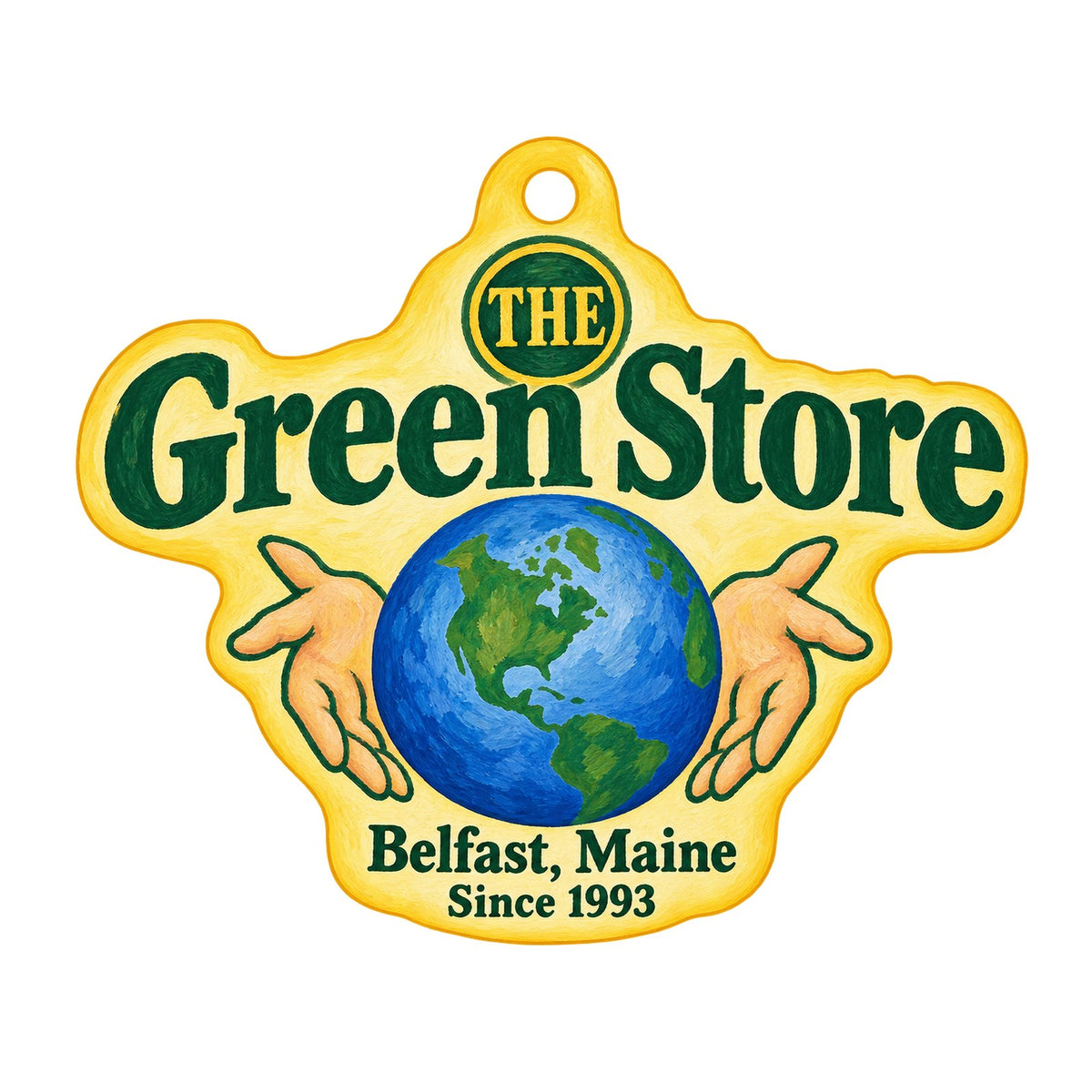 The Green Store Logo custom wood ornament OC1025 on white