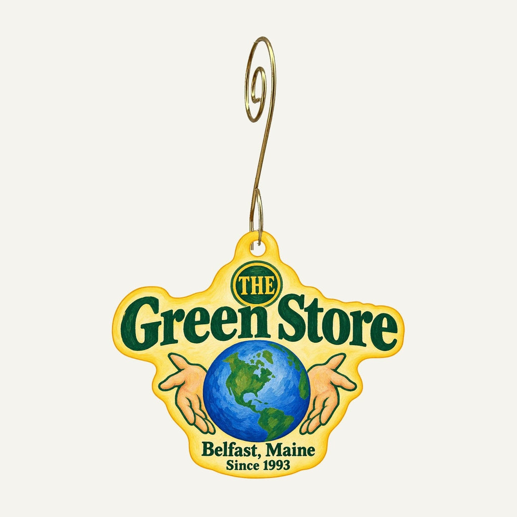 The Green Store Logo custom wood ornament OC1025 hanging on hook