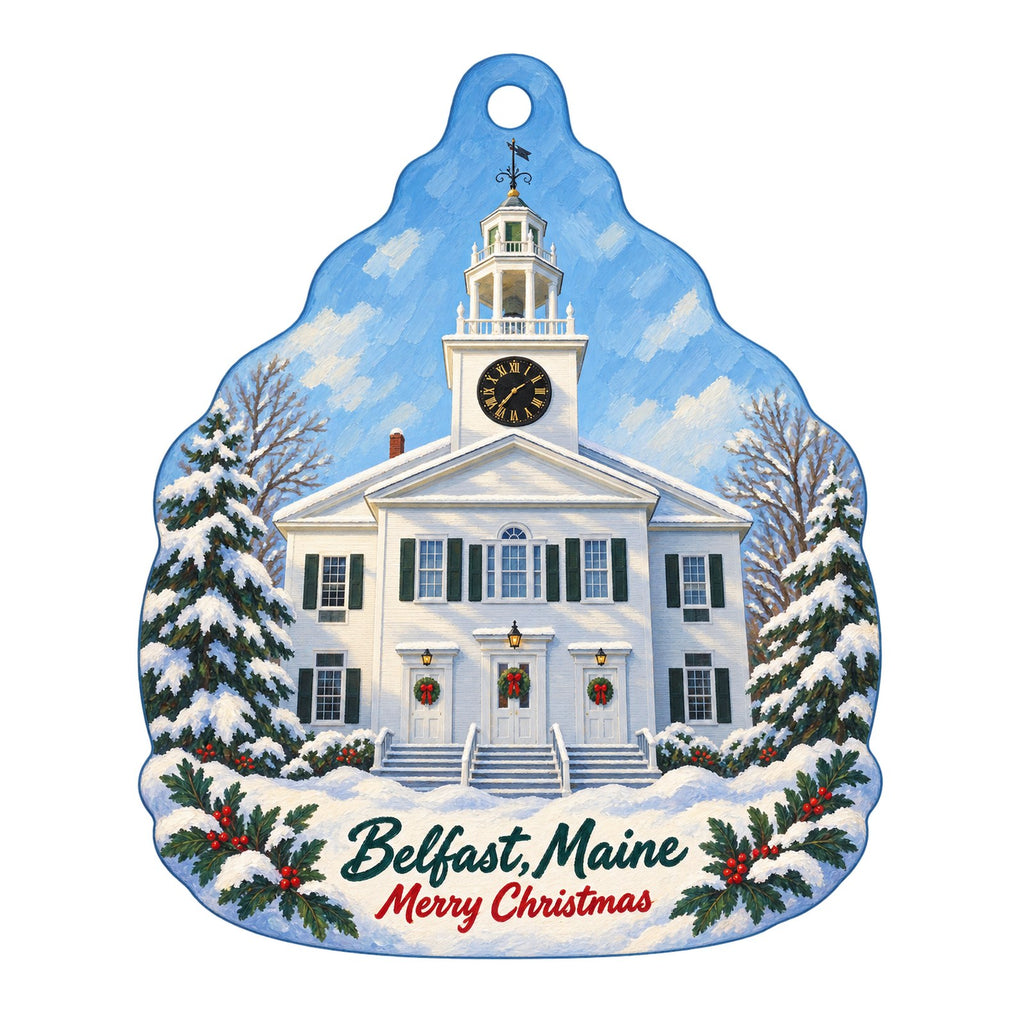 The Green Store Christmas custom wood ornament OC1026 on white