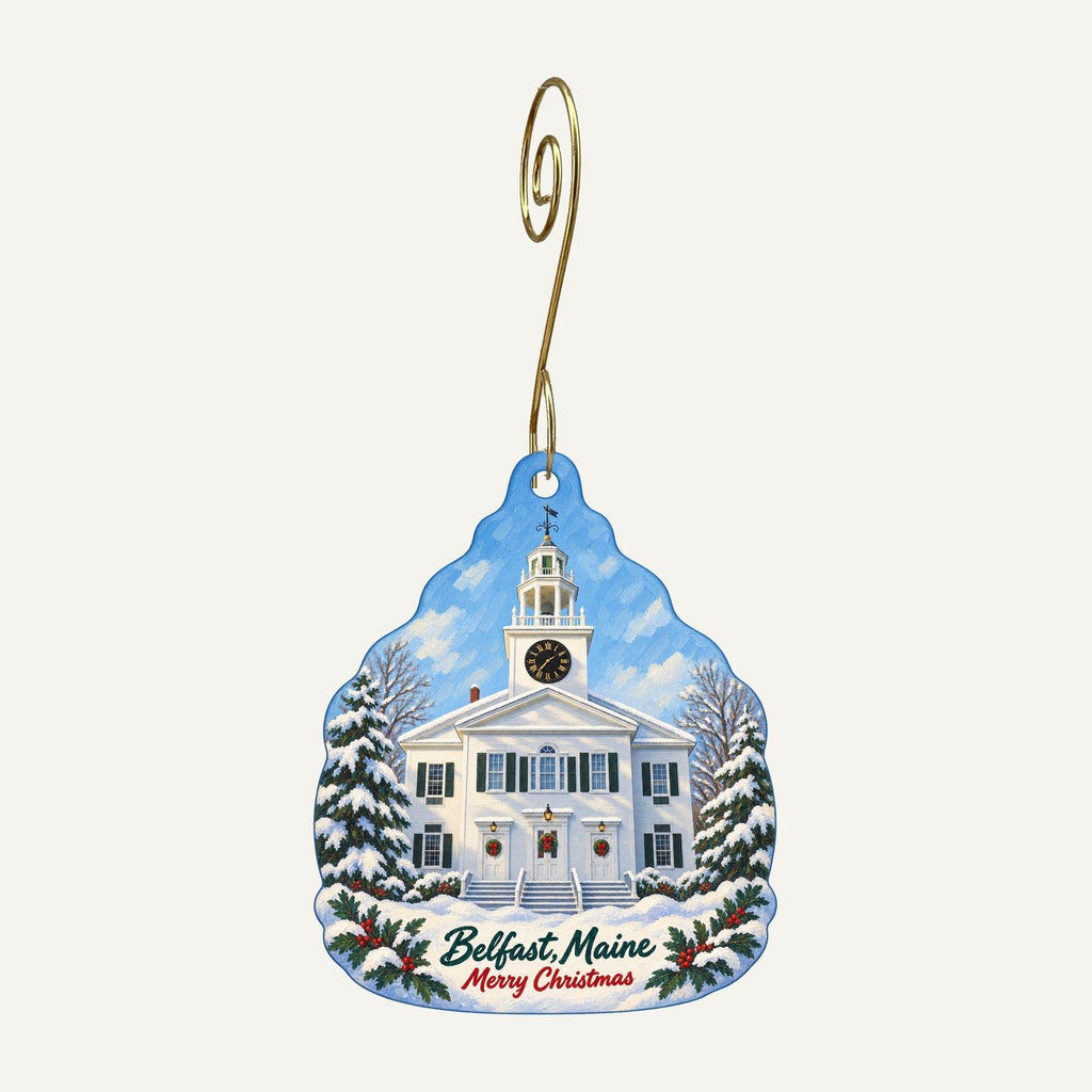 The Green Store Christmas custom wood ornament OC1026 hanging on hook