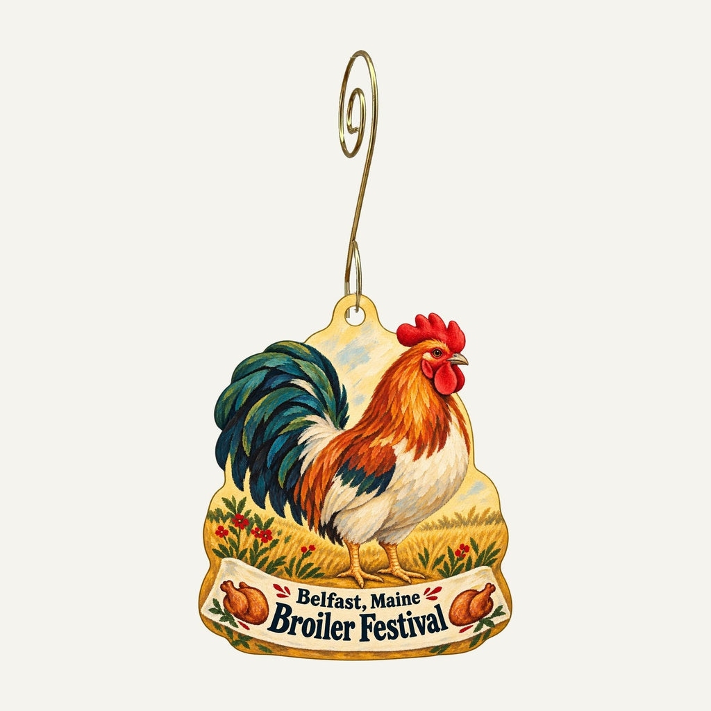 The Green Store Town Icon custom wood ornament OC1027 hanging on hook