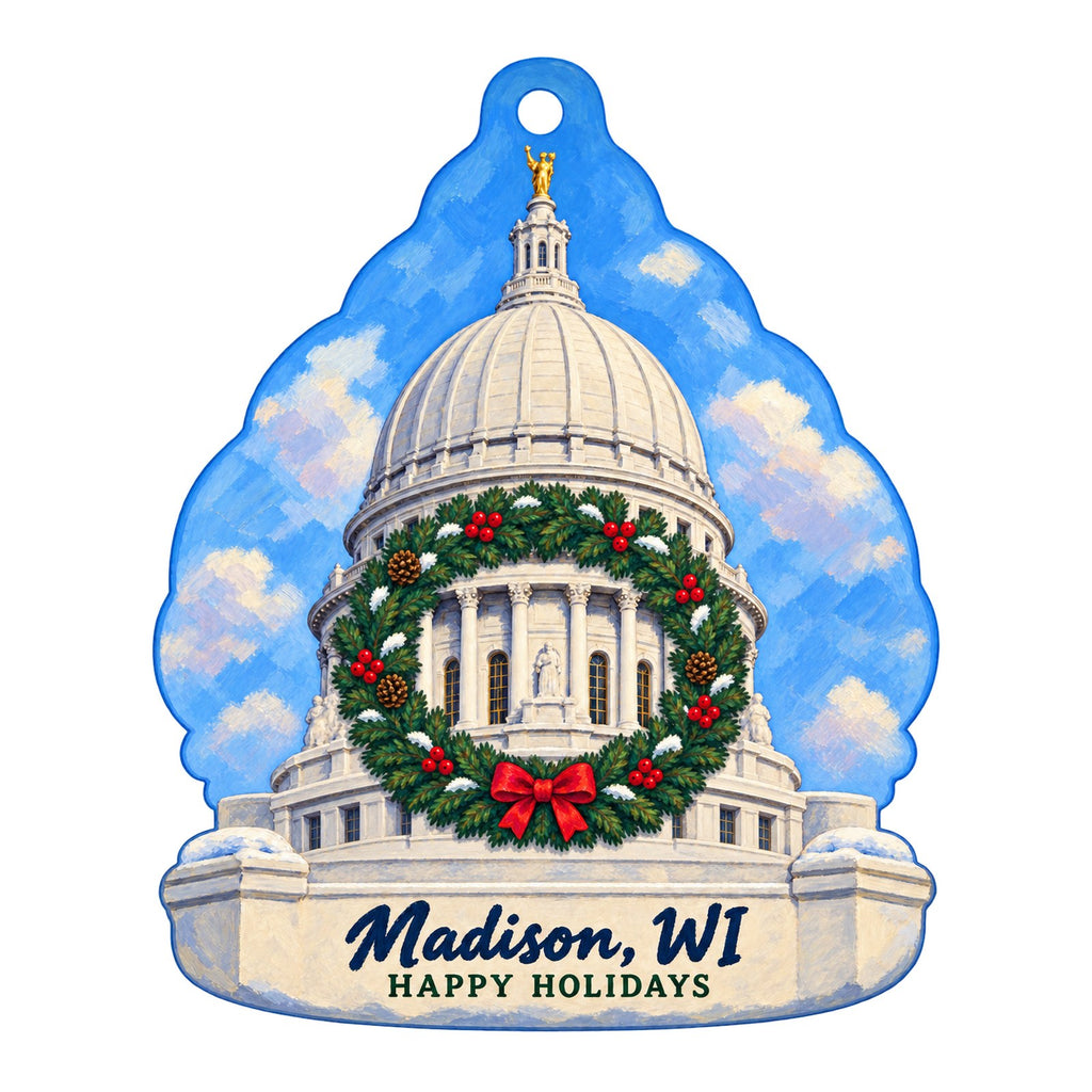 Monona Terrace Community & Convention Center Christmas custom wood ornament OC1029 on white