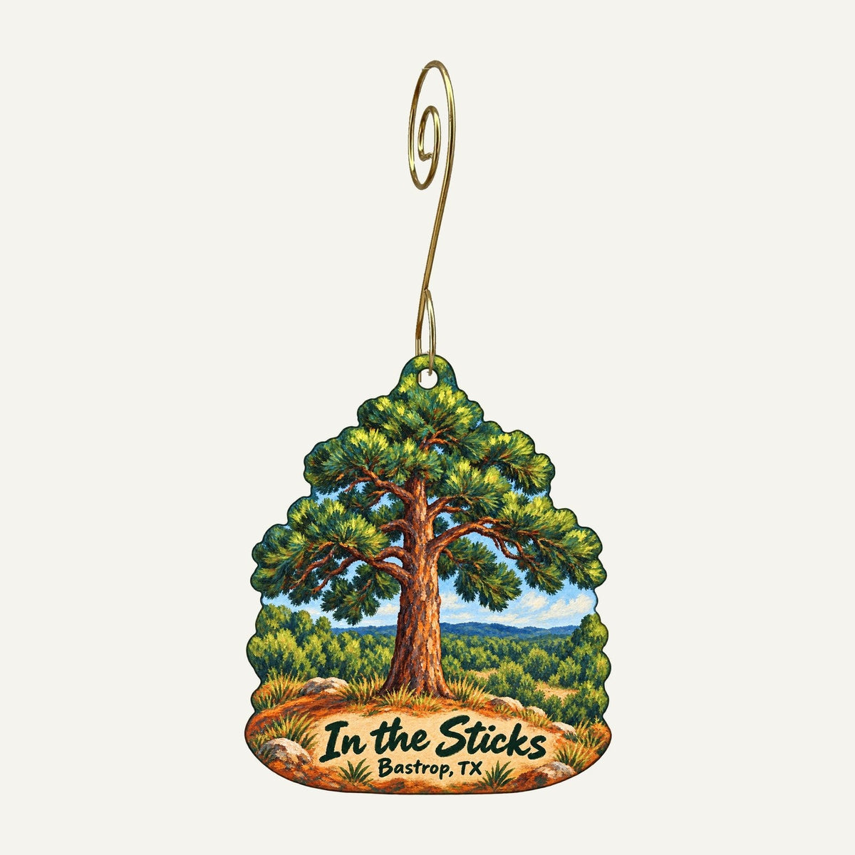 In the Sticks Logo custom wood ornament OC1031 hanging on hook
