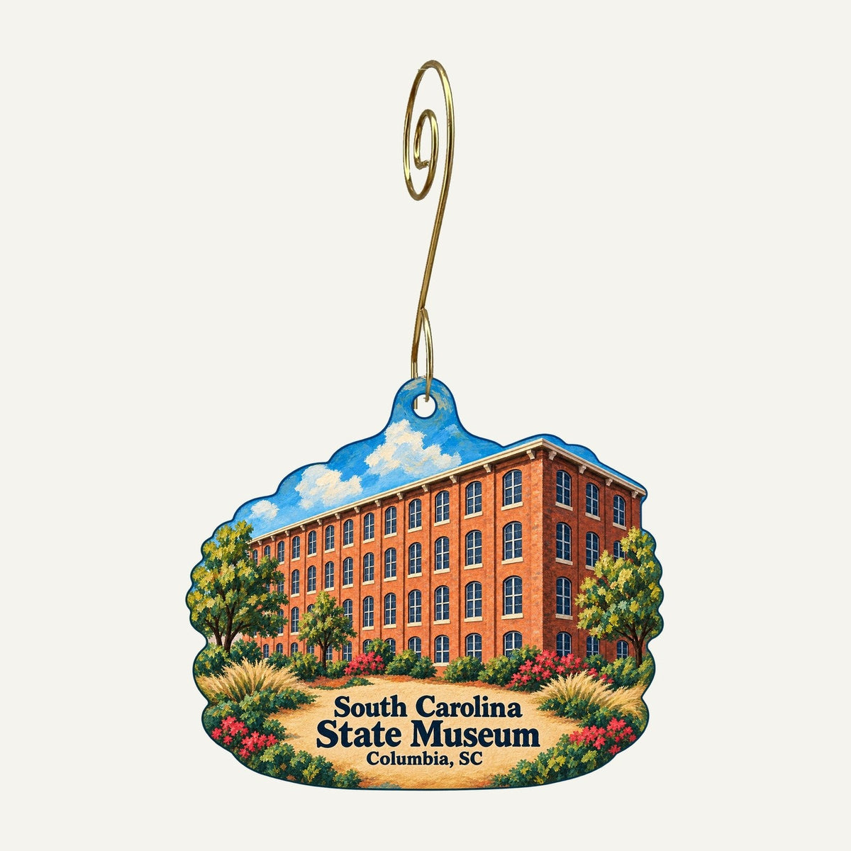 South Carolina State Museum Logo custom wood ornament OC1034 hanging on hook