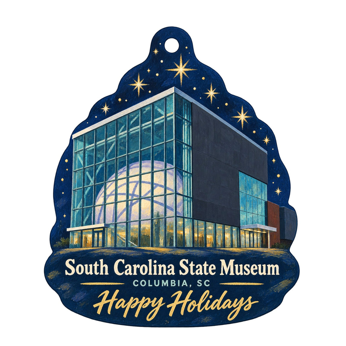 South Carolina State Museum Christmas custom wood ornament OC1035 on white