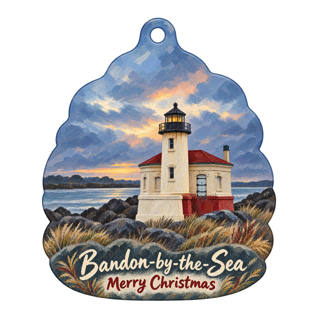 By the Sea Treasures Christmas custom wood ornament OC1038 on white