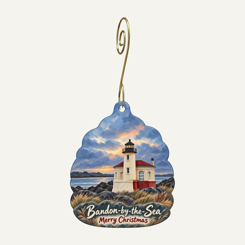 By the Sea Treasures Christmas custom wood ornament OC1038 hanging on hook