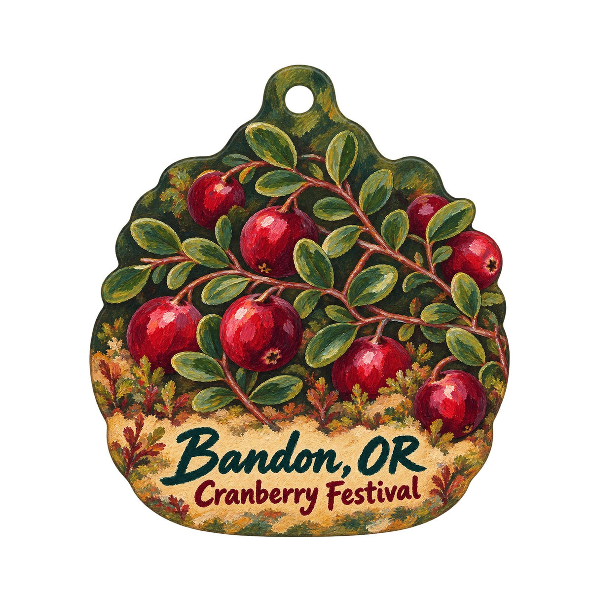 By the Sea Treasures Town Icon custom wood ornament OC1039 on white