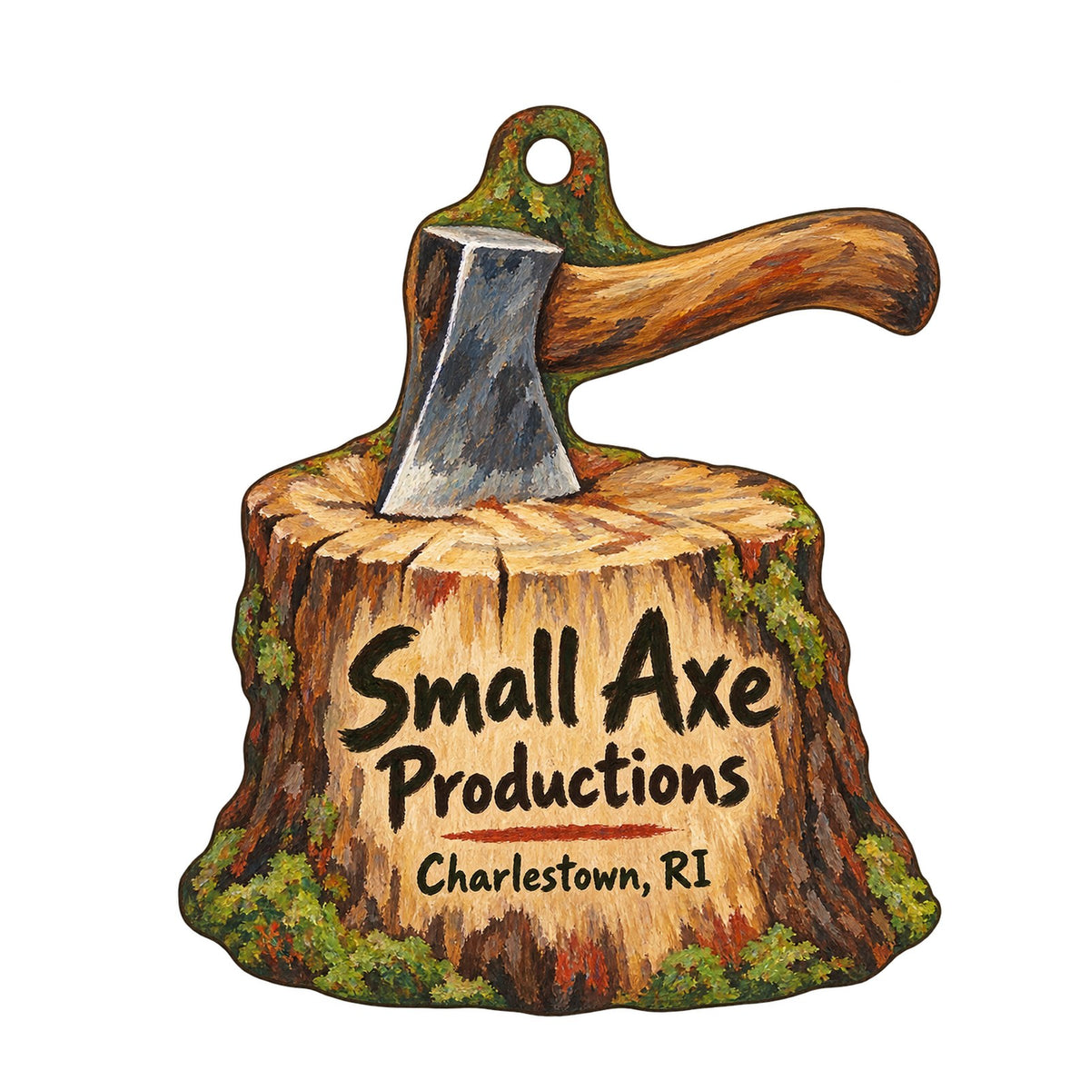 Small Axe Productions Logo custom wood ornament OC1040 on white